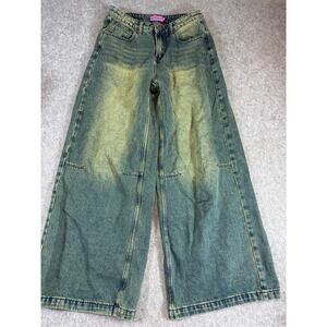 Edikted Wide Leg Jeans Women's Small Blue Shawn Washed Low Rise Baggy Denim